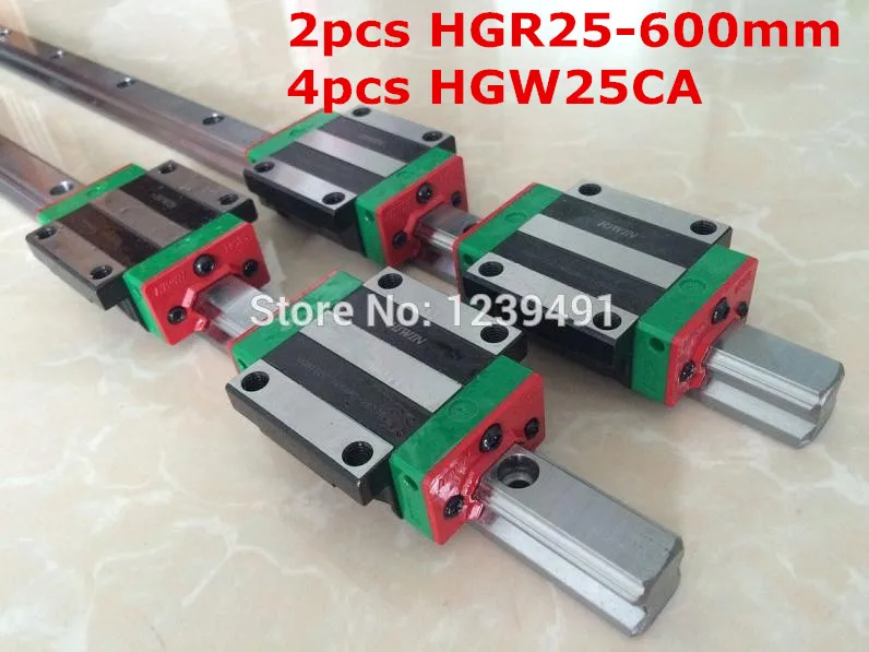 

2pcs original HIWIN linear rail HGR25- 600mm with 4pcs HGW25CA flange block CNC Parts