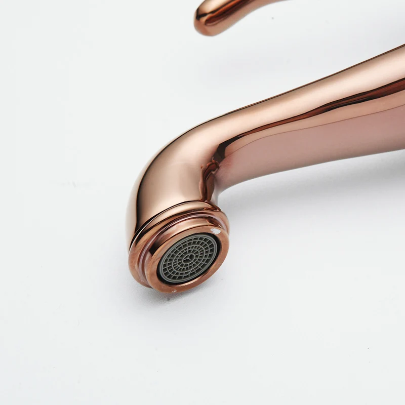 Luxury Rose Gold Bathroom Sink Faucet Single Handle Hot Cold Wash Mixer Water Tap Deck Mounted Basin Faucets KD1332