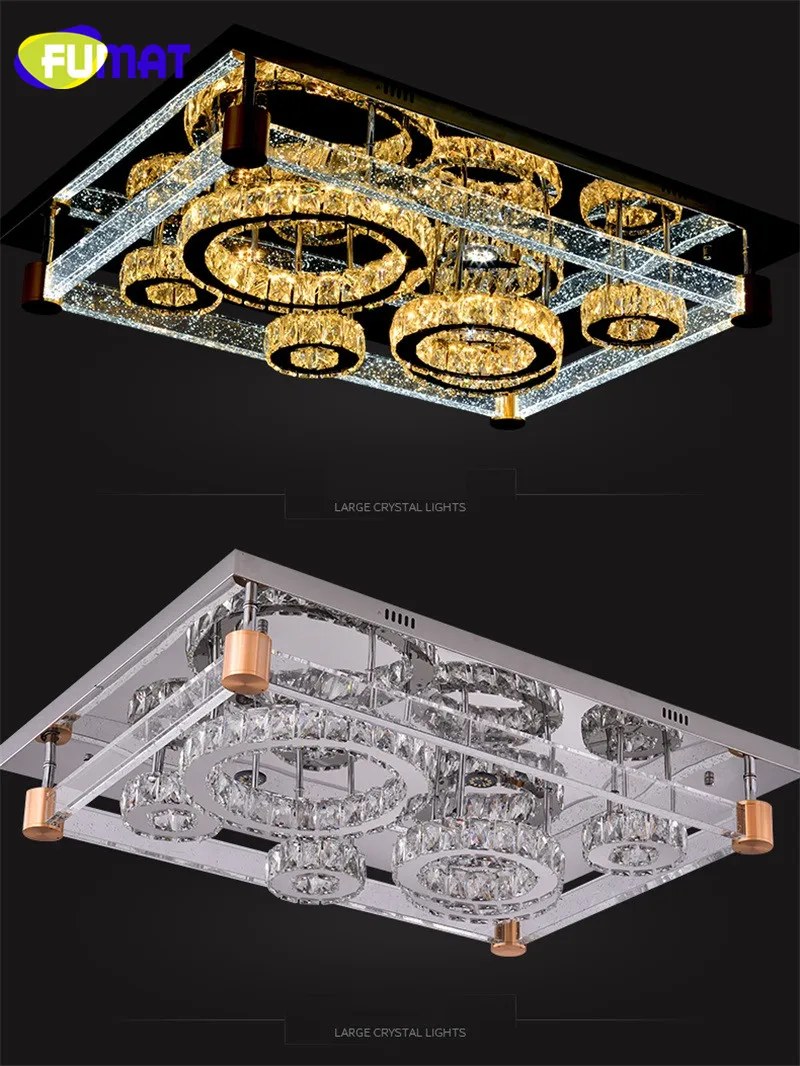Фумат Кристалл K9 квадратный потолочный с дистанционным управлением лампы роскошная люстра огни светодиодный Luminaria жизни Обеденная свет