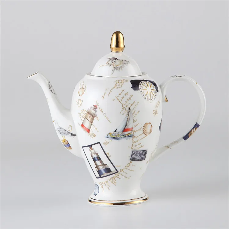 Британский Королевский винтажный костяной китайский заварочный чайник с заваркой Европейский фарфор кофейник 1000 мл керамический чайник для кафе "время пить чай" посуда для напитков - Цвет: Stamp
