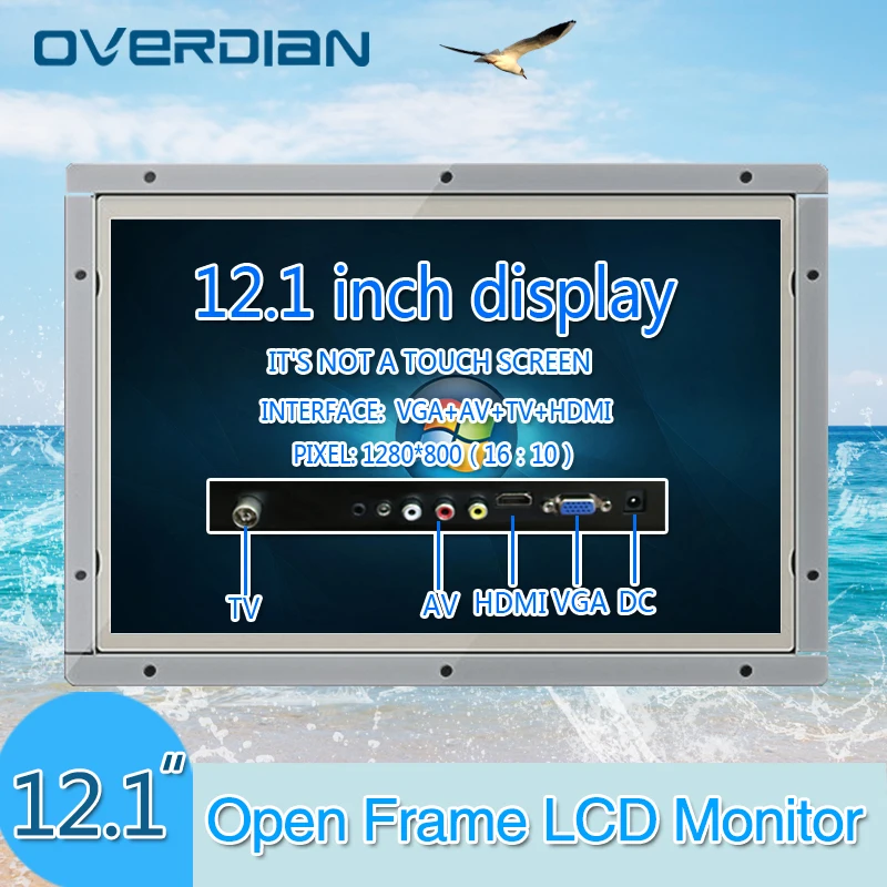 

12"VGA/HDMI/TV/AV Interface White Open Frame Metal Shell All Angle of View Non-Touch IPS Screen Industrial Lcd Monitor TFT Type