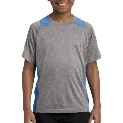 Sport-Tek YST361 Youth Heather Colorblock Contender Tees Vintage Heather & Carolina Blue - Extra Large (1)