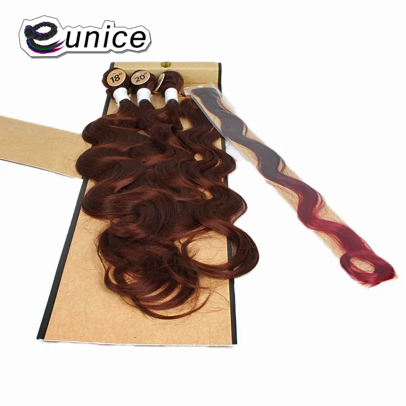 Synthetic Hair Extensions With One Closure Natural Body Wave Weft Hair Weaving Ombre Hair Weave  (66)