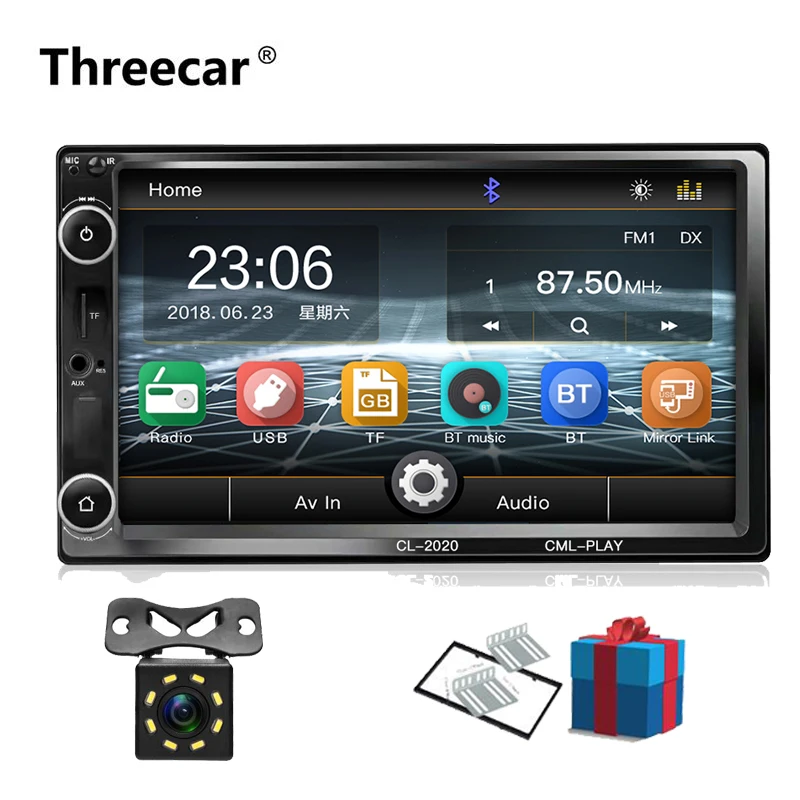 

2din Car Radio 7 inch Touch mirrorlink Android Player subwoofer MP5 Player Autoradio Bluetooth Rear View Camera tape recorder