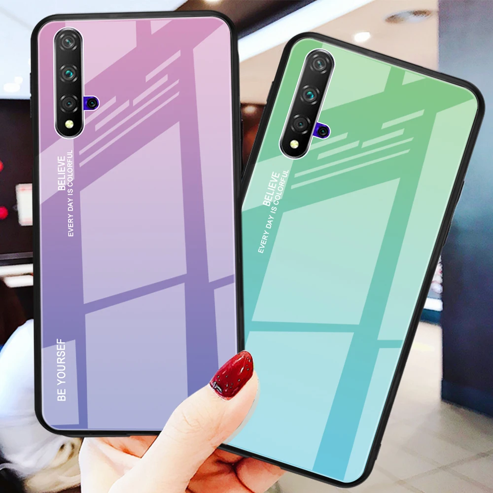 

Gradient Case for Huawei Honor 20 Pro Lite 10i 20i Tempered Glass Back Case for Huawei Y9 Prime P20 Lite 2019 Nova 5i 5 Pro Case