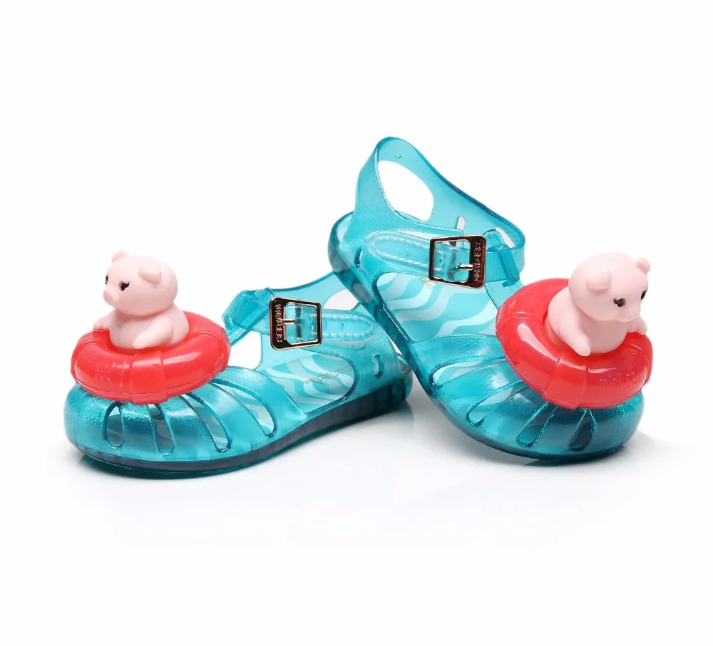 Mxhy Детские мультфильм прозрачная обувь мини сандалии младенцев сандалии для младенцев Лето 2019New модная детская садовая обувь с открытым носком