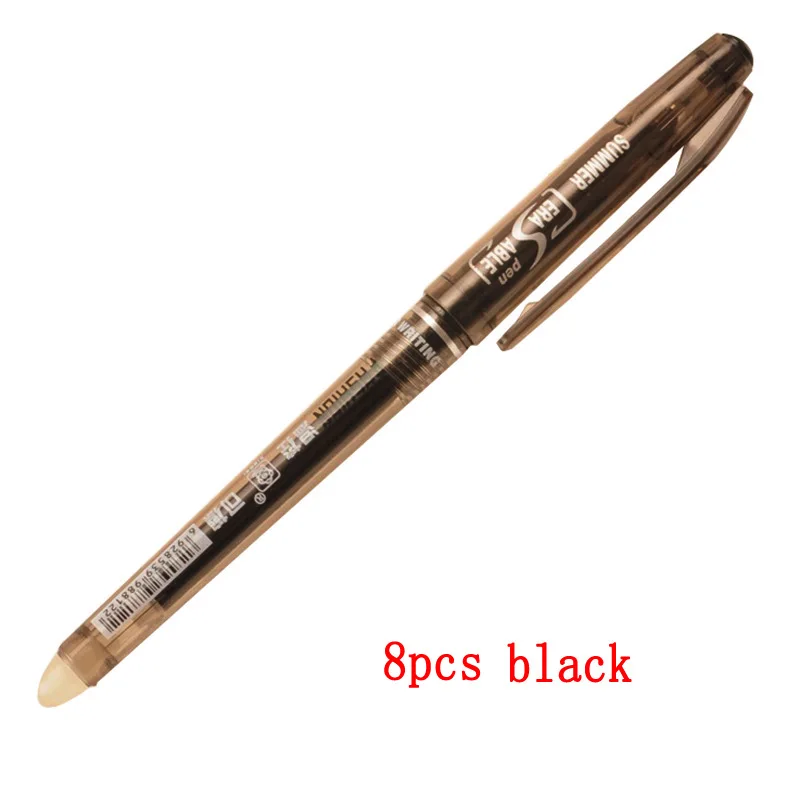 Delvtch 0,5 мм 8 шт./компл. стираемая ручка с гелевыми чернилами 8 расцветок Ручка доступна для Детский подарок студент приспособления для канцелярских принадлежностей - Цвет: 8pcs black