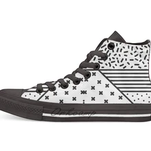 Черная и белая Повседневная холщовая обувь кеды с высоким берцем, Прямая