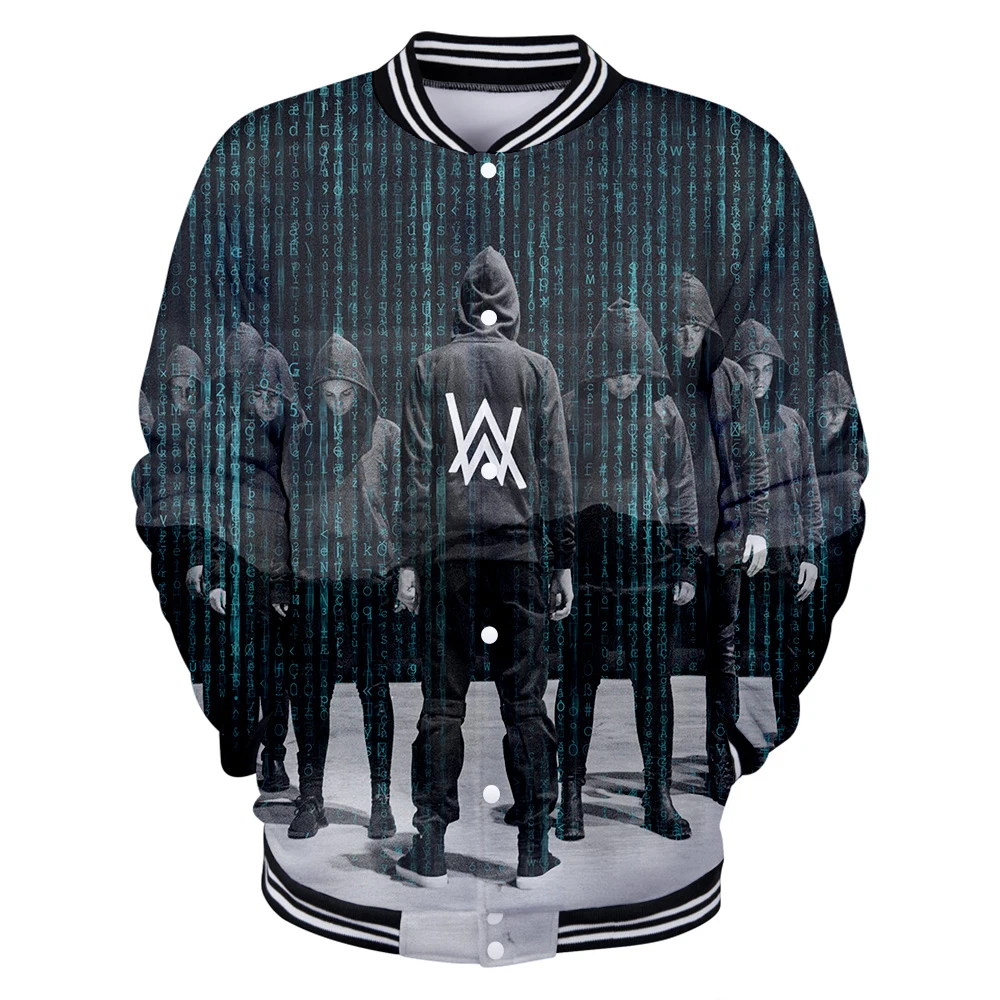 

New pattern 3D Alan walker Print Long Sleeve Baseball Jacket Women and men Clothes 2019 Hot Sale Leisure style baseball uniform