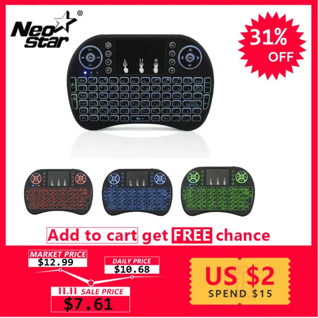 Special Price Mini Keyboard I8 2.4G Wireless Keyboard Receiver Optical Mouse Russia English Spanish Version Keyboard For Android TV Box PC