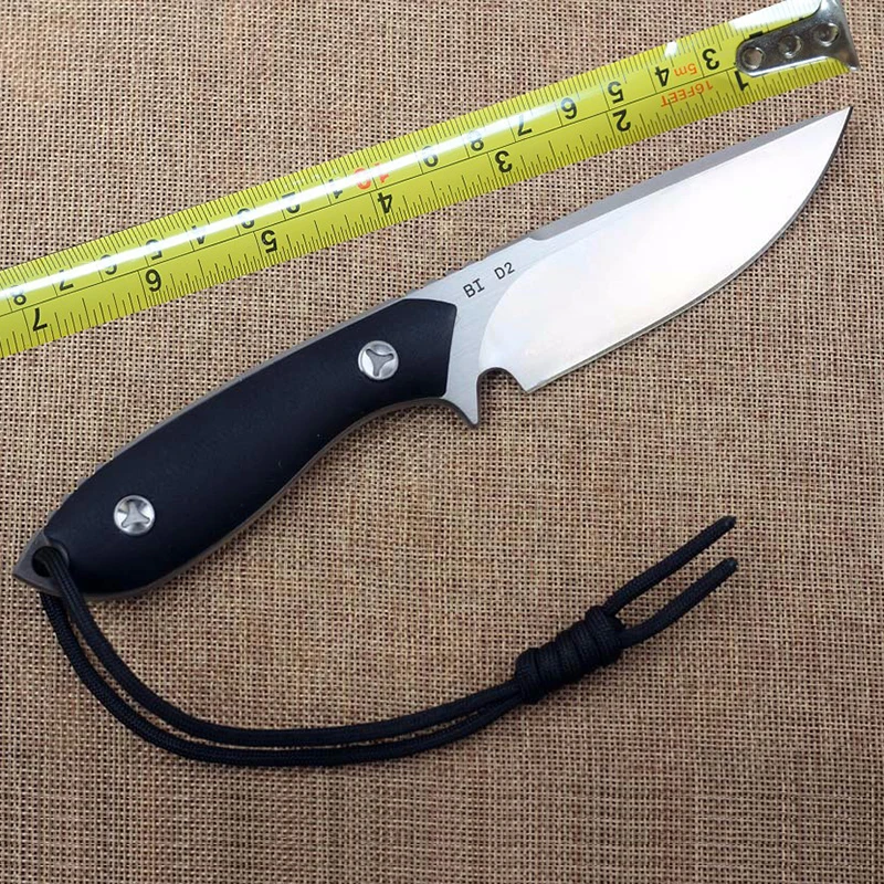 

New Sharpest D2 Survival Knife Full Tang Tactical Knife Fixed Blade Camping Knife Brush Finish Rescue Tools With holster