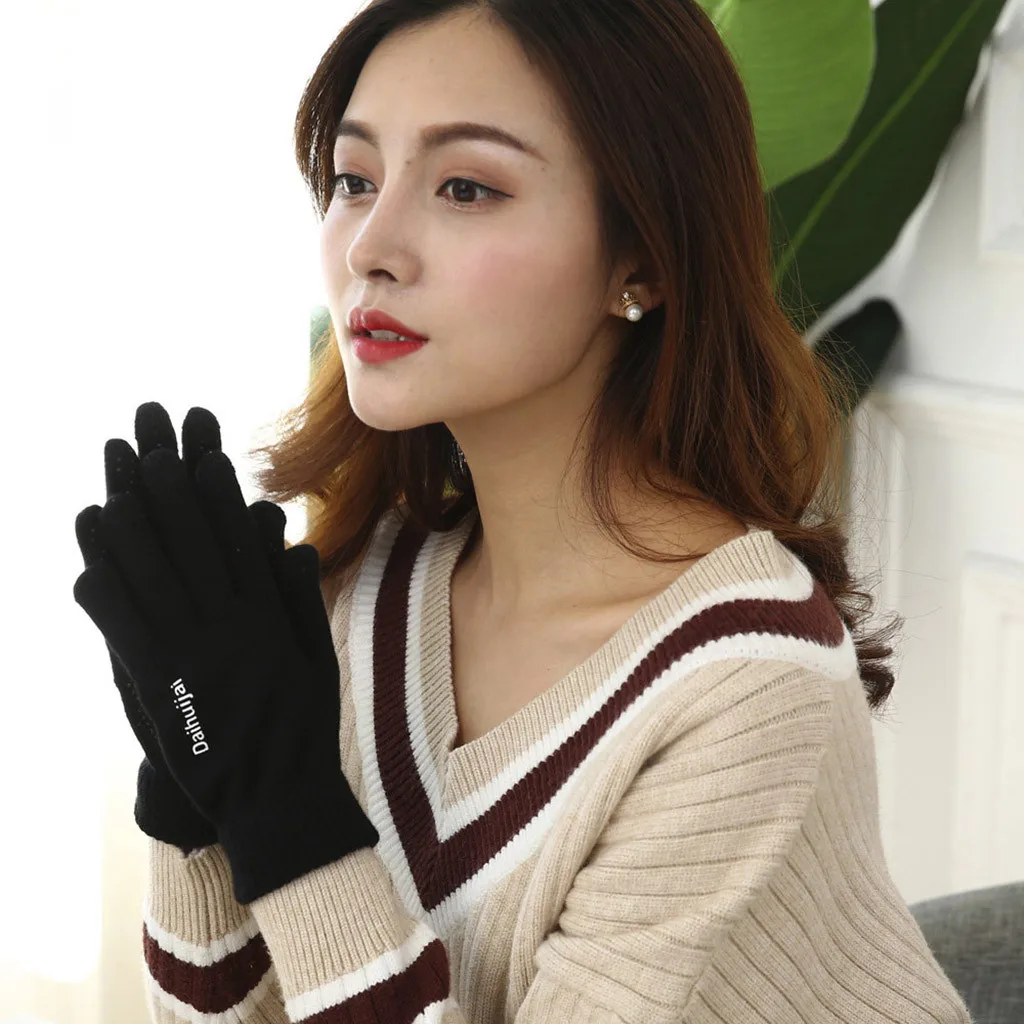 

fashion DAIHUIJIA Winter Warm Touchscreen Gloves for Women Men Knit Wool Lined Texting guantes invierno woman winter gloves