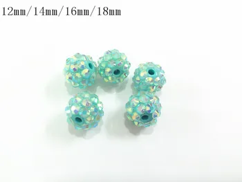 

(Choose Size First) 12mm/14mm/16mm/18mm TQ-color Blue AB Resin Rhinestone Beads For Fashion Necklace Making
