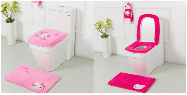 hello kitty bathroom set toilet seat cover bath mat paper holder hello kitty potty seat