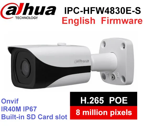 Dahua 4K IPC HFW4830E S Ultra HD 8MP built in sd card slot H2 65 IP67