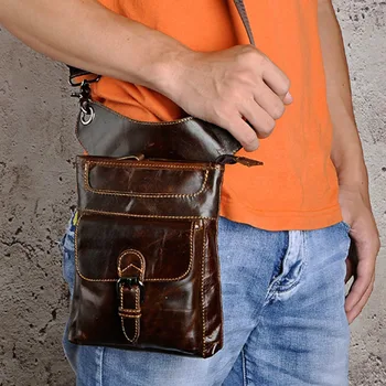 

Men's Vintage Genuine Leather Cowhide Drop Leg Fanny Waist Pack Belt Hip Bum Motorcycle Riding Messenger Cross Body Shoulder Bag