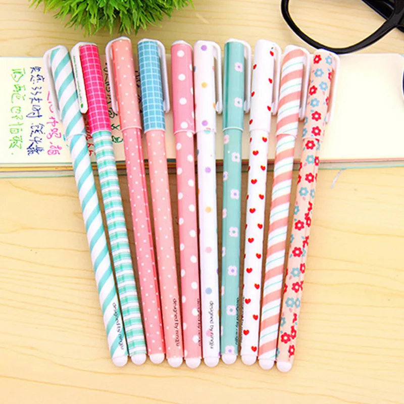 New 10 pcs/set flower happy day colorful gel ink pen / Fashion pen with