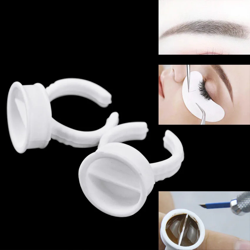 

Ink Cup Ring Pigment Holder Container 100Pcs Eyebrow Lip Permanent Makeup Microblading for Tattoo Ink Manual Pen Tattoo Supply