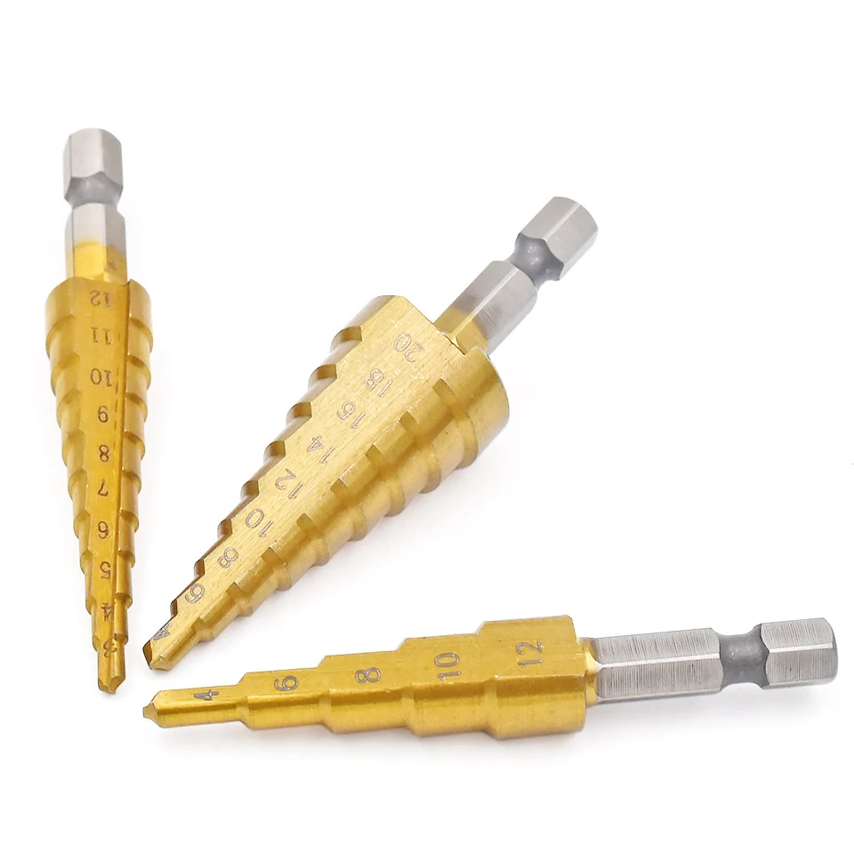 3pcs Stepped Drill Bit Sets 3 12mm 4 12mm 4 20mm Taper Drill Bits For