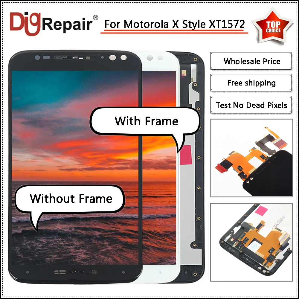 

For Motorola Moto X Pure Edition XT1570 XT1572 XT1575 LCD Display Touch Screen Digitizer For Moto X Style LCD Frame Black White