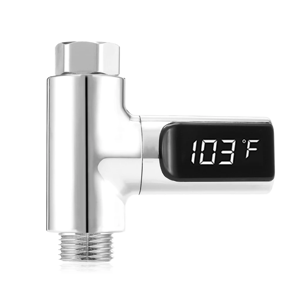 LED Display Water Shower Thermometer Temperature Monitor Flow Self