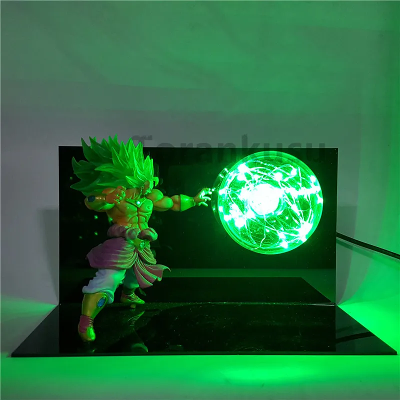 Dragon Ball Z Broly Супер Saiyan экшн-фигурка Kamehameha Светодиодная настольная лампа аниме Dragon Ball Z DBZ Коллекционная модель игрушки Сон Гоку