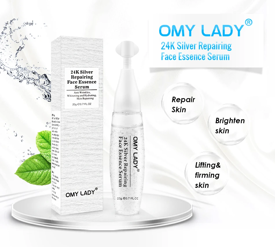 OMY LADY 24K Серебряная коллагеновая сыворотка, отбеливающая фольга, экстракт, сыворотка против морщин, Антивозрастная сыворотка, удаление шрамов от акне, сужение пор