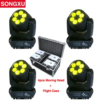 

SONGXU 4pcs/lot Flight case Super Beam Led Moving Head Light 6x25W 12/20 DMX Channel 6X25W LED Moving Head Beam light/SX-MH0625