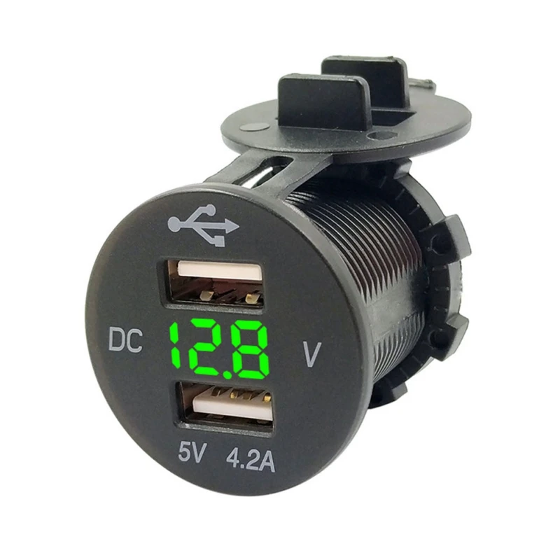 12 В светодиодный двойной USB 2 порта автомобильное зарядное устройство для телефона с DC Вольтметр цифровая розетка прикуриватель разветвитель Авто адаптер питания розетка