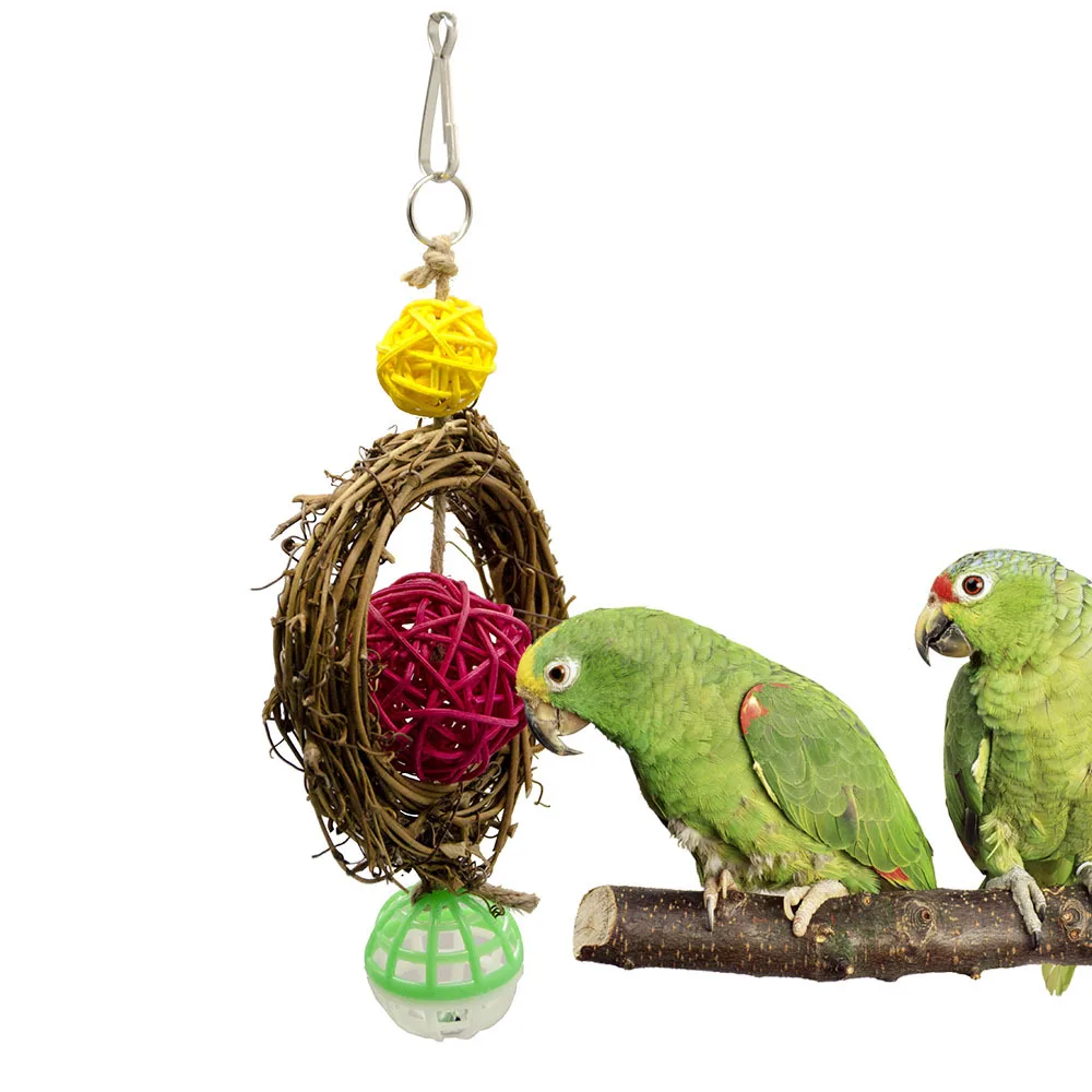

1PCS Small Parrot Vine Rattan Circle Gnawing Toy Swing Swing Ring Gnawing Toy Station Frame Bird Cage Accessories
