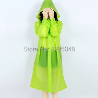 

NEW COUPLE'S STYLE ADULT WOMEN'S TRANSPARENT FLUORESCENT GREEN EVA RAINCOAT OUTDOOR TRAVEL WATERPROOF RAIN COAT FREE SHIPPING