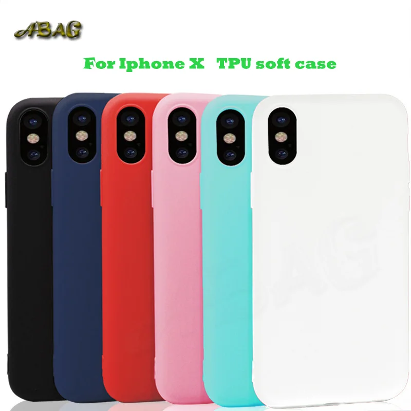 

ABAG New for iPhone X Mobile Shell Scrub TPU Candy Solid color for iphone X Anti-knock soft phone case A20#