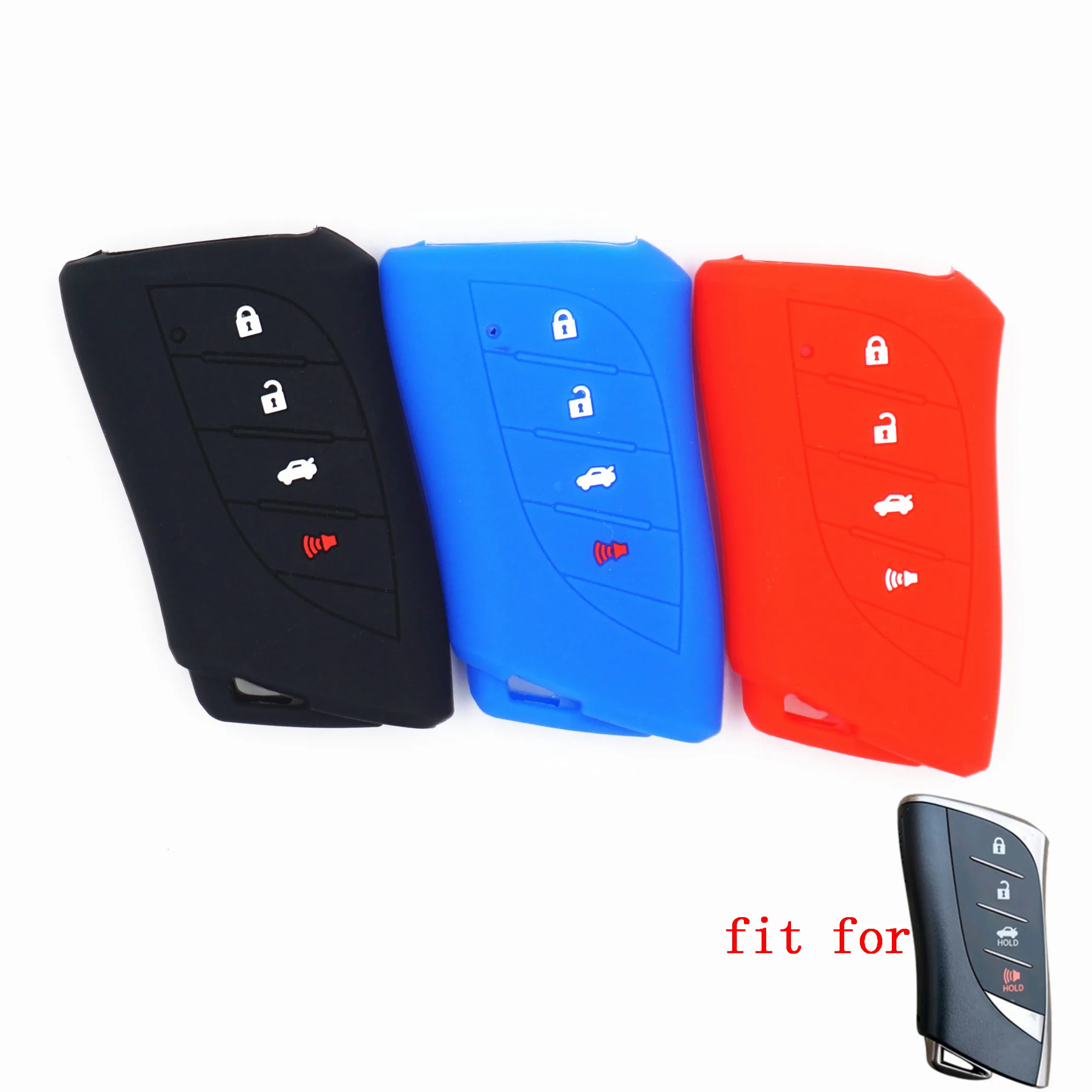 

WFMJ Silicone Remote Smart 4 Buttons Key Holder Chain Cover Fob for 2018 2019 Lexus UX200 ES200 LS350 LS500 LS500h LC500 ES300h