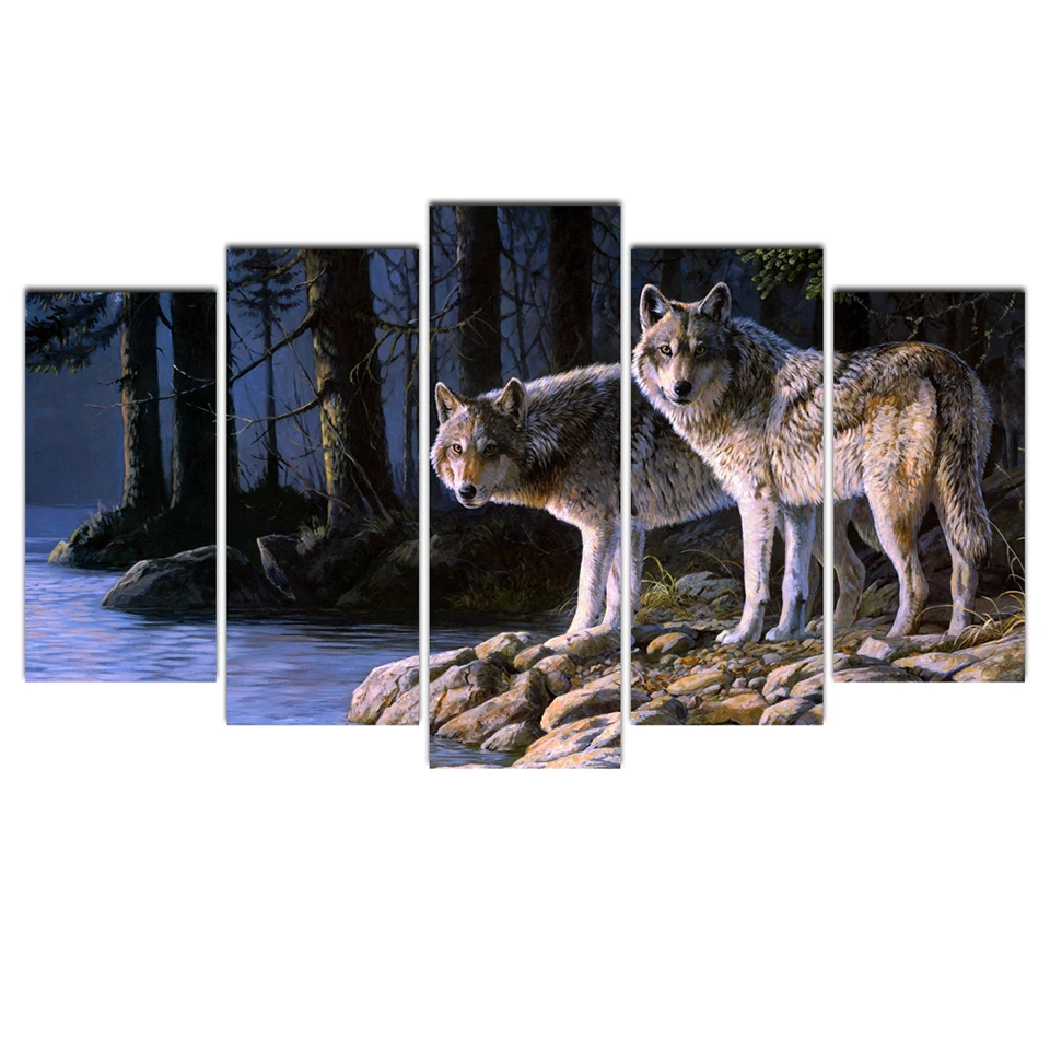 

Cairnsi 5 Piece HD canvas Wall Art Painting Wall Art Wolf Canvas Prints for Modern Living Room Bedroom Decoration Free Shipping
