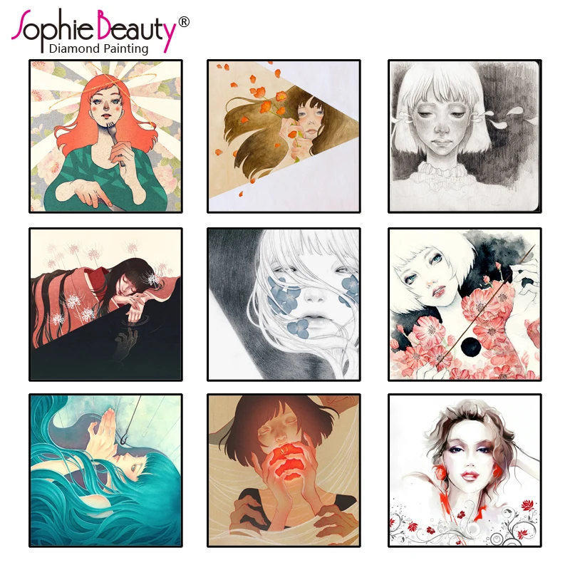 

Diamond Painting Cross Stitch Color Beauty Girl Diamond Embroidery Full Square Diamonds Mosaic Of Rhinestones Craft Arts