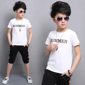 

Kids Clothing Sets T-shirt & Denim Shorts Baby Boys Suits 2pcs Clothing Set Boys Summer Set Big boys Fashion Set for 5-15 years
