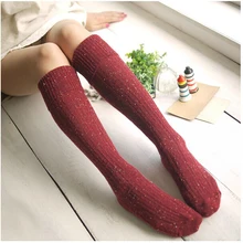 Модные женские носки пикантные теплые Гольфы выше колена длинные шерстяные осенне-зимние плотные чулки для женщин и девочек