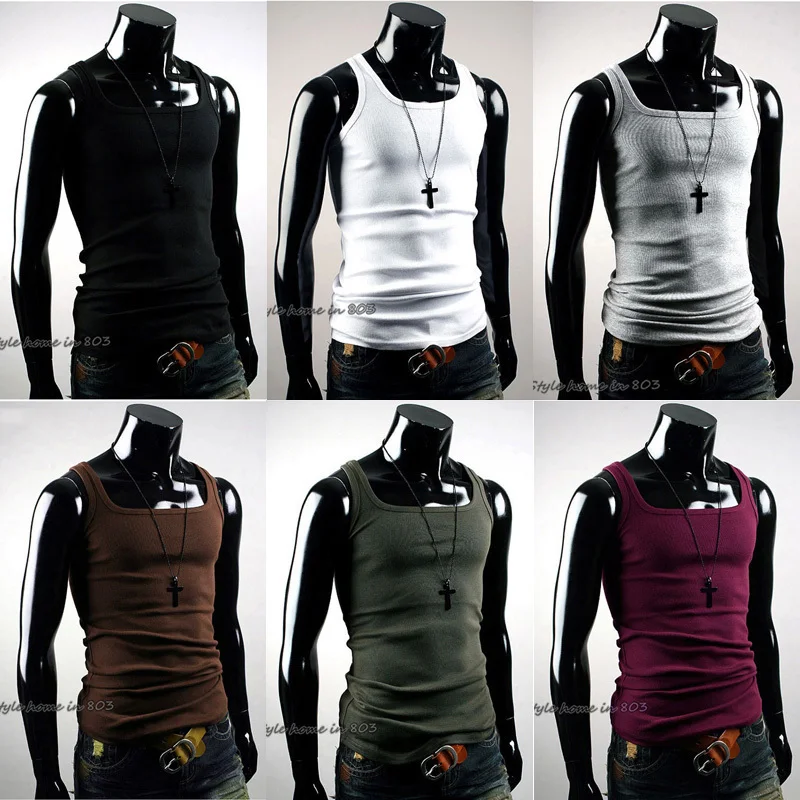 Cool Mens Singlet Tank Tops Vest Slim Fitted Sleeveless T Shirtin Tank Tops from Men's Clothing