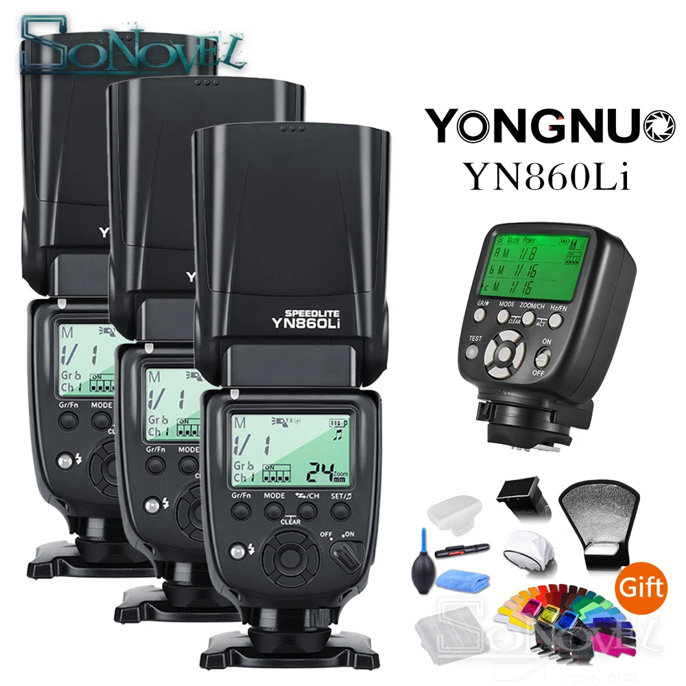 3x YONGNUO YN860Li Wireless Flash Speedlite + YN560 TX II Manual Flash