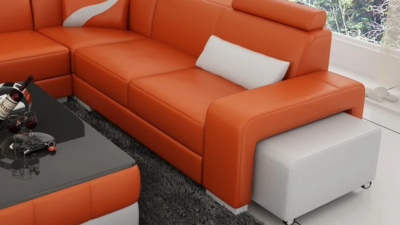 0413-F3007-3 orange sofa