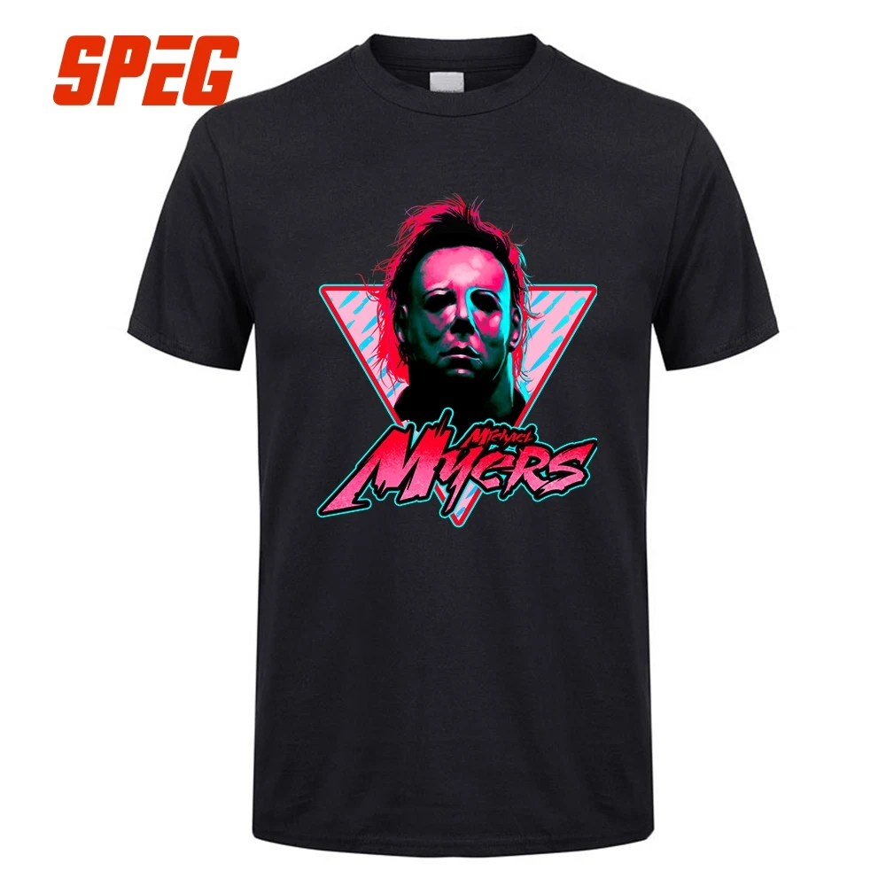 

Michael Myers Funny T Shirts Stay Rad Halloween Man Tops 100% Cotton Short Sleeve Cotton T-Shirt Classical Men's Cotton Tees