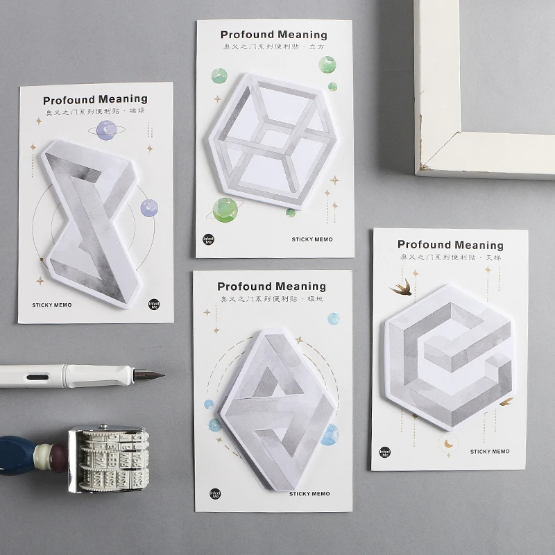 

4 pcs Profound meaning memo pad Post bookmark stick planner stickers note it Stationery items Office School supplies F049