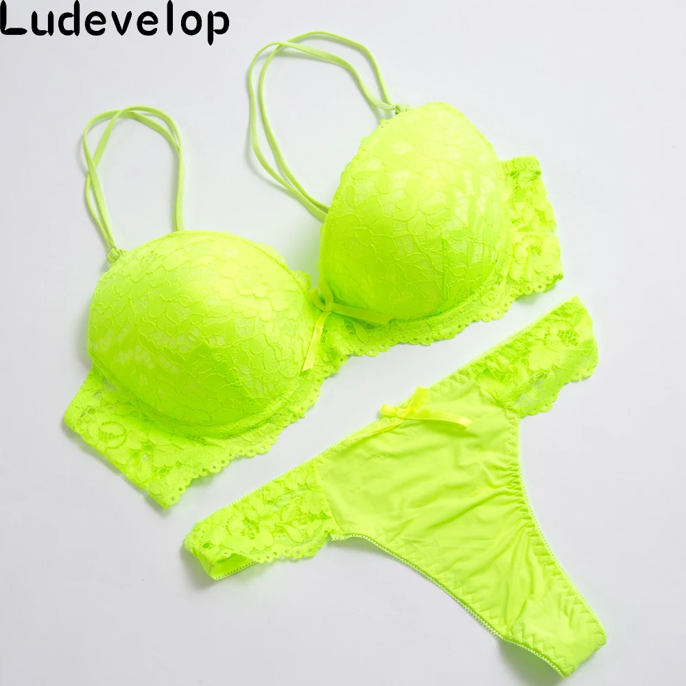 Ludevelop Lady Lace Black Push Up Bra Set Top B C D Cups sujetador encaje Underwear Women Lingerie Sexy Panties And Bra Sets