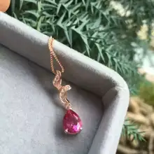Натуральный розовый топаз камень кулон 925 пробы серебро натуральный драгоценный камень кулон, ожерелье, элегантные ангельские слезы волны женские ювелирные изделия