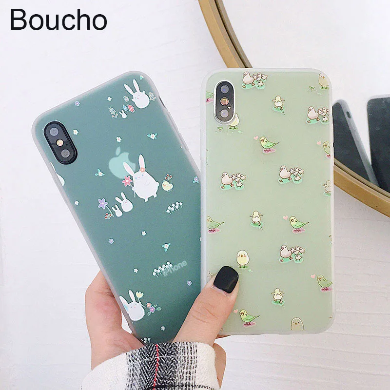 Чехол для телефона с кроликом Boucho Cute Cartoon Chick iPhone XS MAX XR X мягкий чехол из ТПУ 6 6S 7 8 Plus