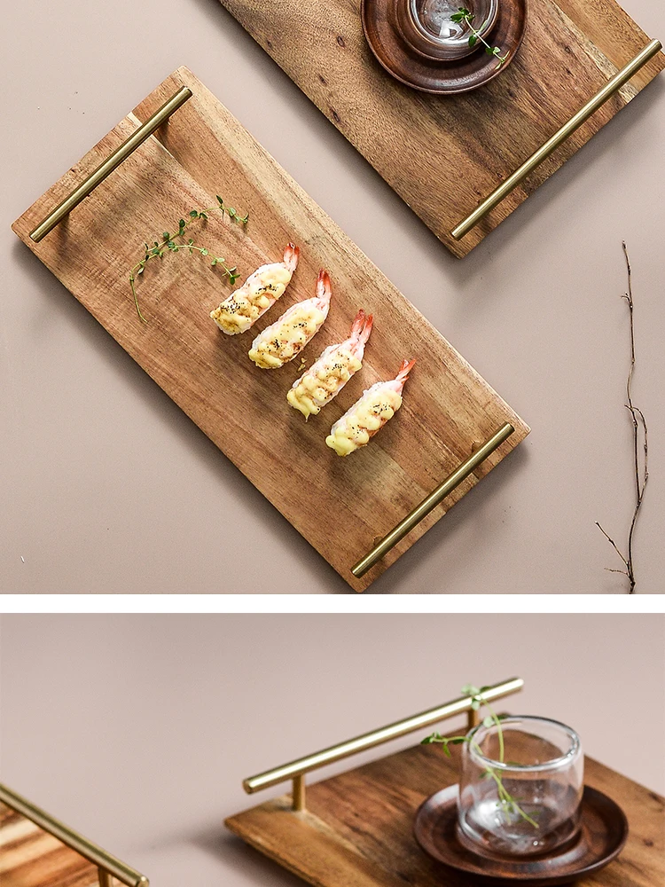 Креативные бытовые прямоугольные чайные поддоны из акации, японский деревянный поднос, тарелка для суши, тарелка, домашний поднос для хранения