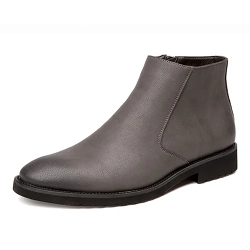 BUVAZIK/ботинки «Челси»; Мужская модная обувь; осенние ботинки из мягкой кожи с острым носком; Мужская обувь; мужские Ботильоны; Zapatos De Hombre - Цвет: Серый