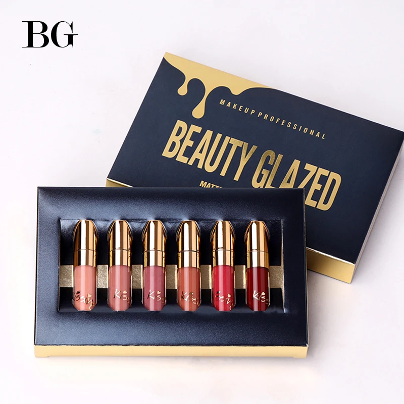 Waterproof Lipstick Matte Lip Gloss Easy To Wear Make Up Long-lasting Cometics 6 Colors Set maquillage |