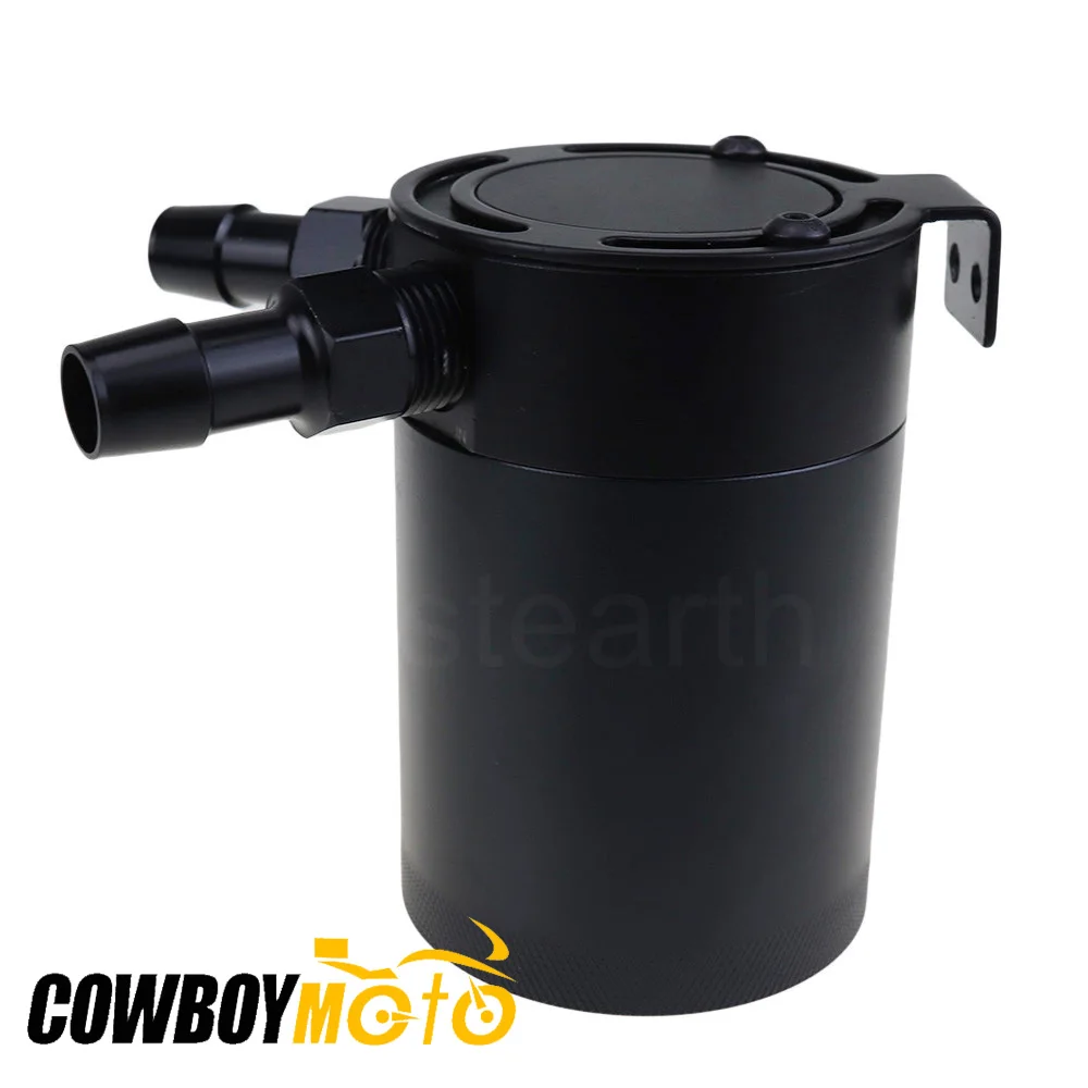 

Black Universal Car Vehicles SUV Oil Catch Can Compact Baffled 2-Port Aluminum Reservoir Oil Catch Tank Fuel Tank
