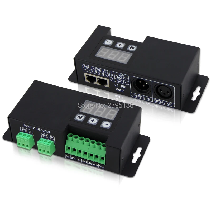 Новый 4 канальный декодер постоянного напряжения DMX512 DC12V 24V RGBW 3 цифровой дисплей